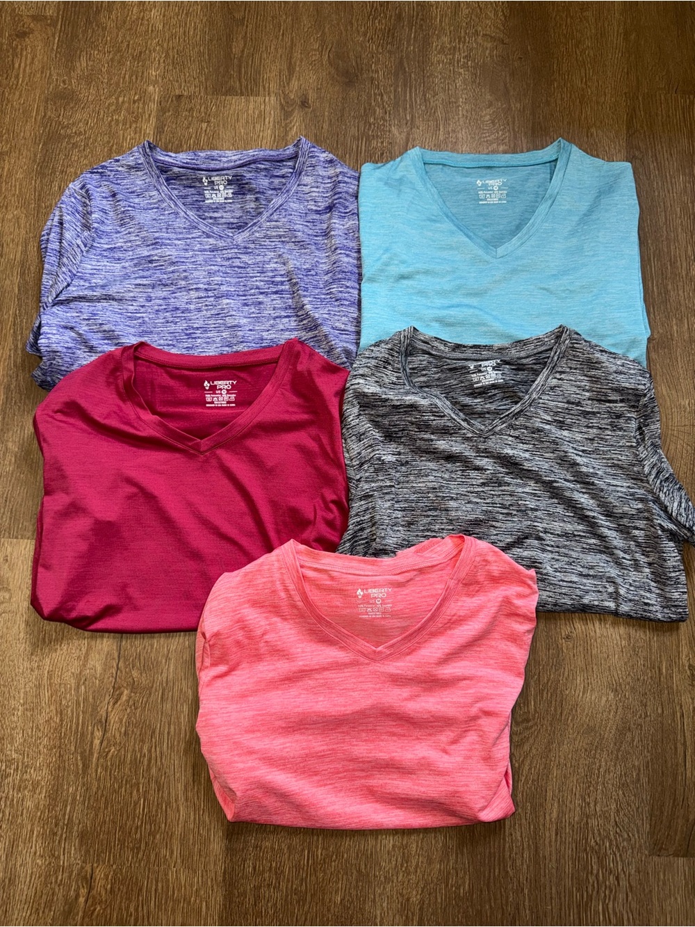Liberty Pro Womens V-Neck Short Sleeve  Athletic T-Shirt Lot 5 Medium